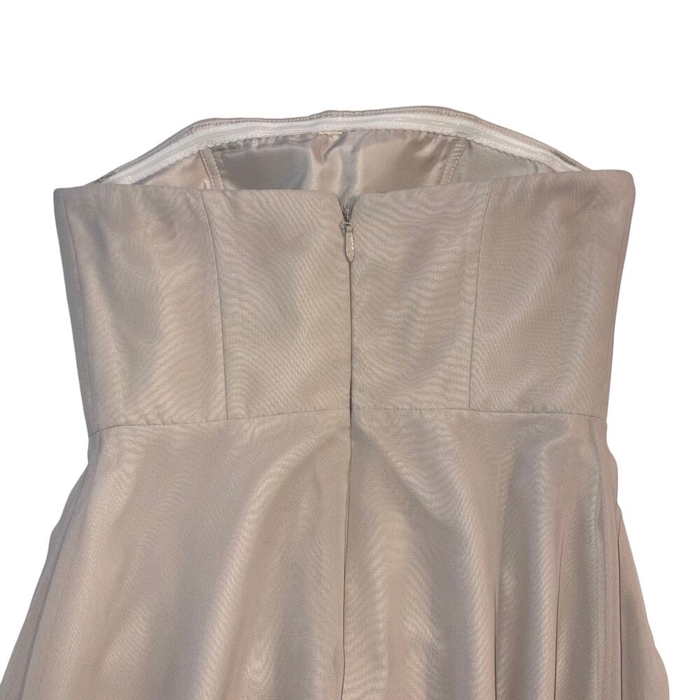 Azazie Wren Formal Taupe Bridesmaid Gown Strapless A-Line Silde Slit A2 - Picture 12 of 14